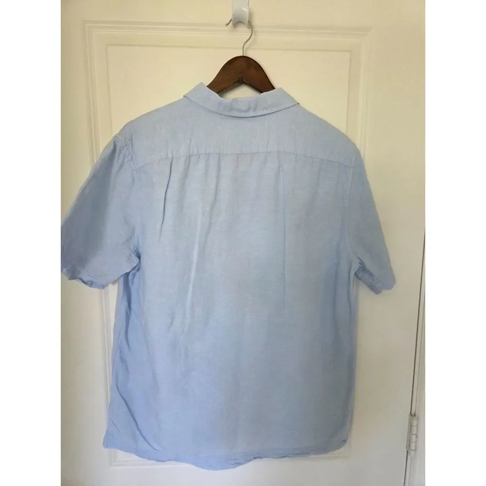 Banana Republic Mens Linen Blend Shirt Sky Blue Size M